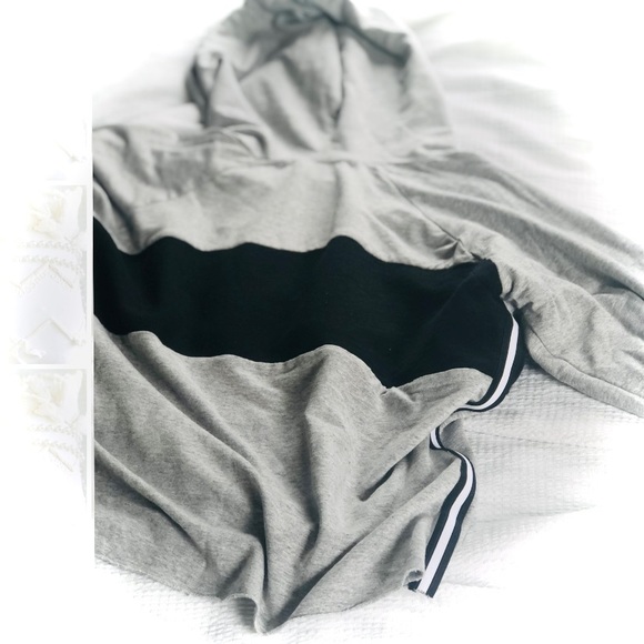 A FINE LINE | S | Crop Raw Hem Hoodie Pullover Bell Striped Colorblock Trim Top - Picture 13 of 16